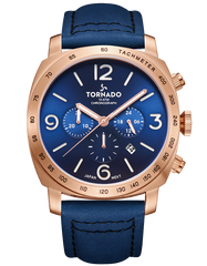 VINTAGE Chronograph Watch - Rose Gold Blue